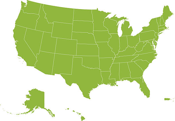 vector map of the united states of america - 錯綜複雜 幅插畫檔、美工圖案、卡通及圖標