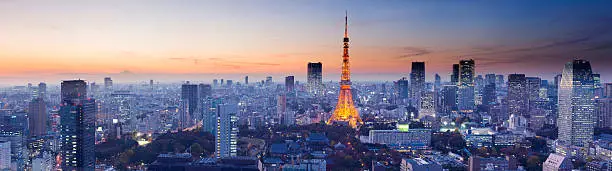 Tokyo Tower at sunset and twilight hours