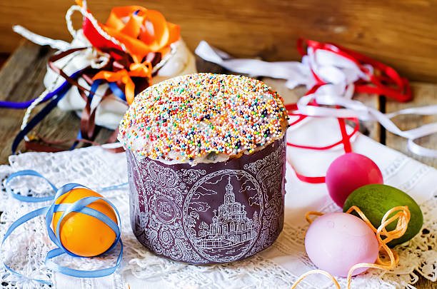 istock cake decorated with colorful sprinkled on Easter 529459523
