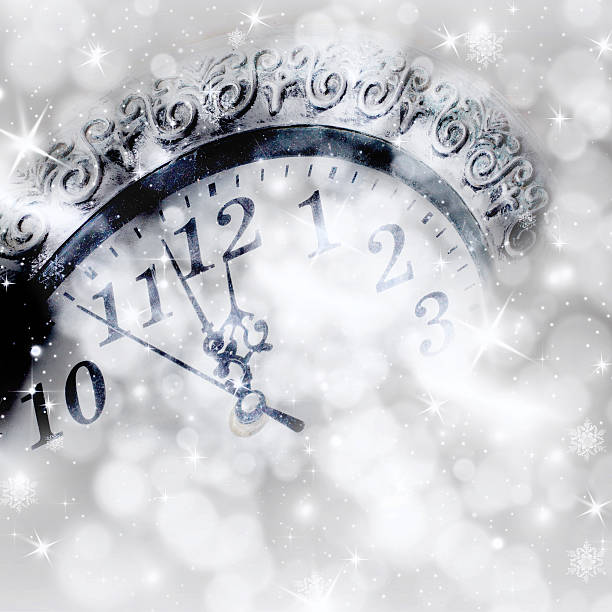 istock New Year's at midnight - old clock in snow 529462641