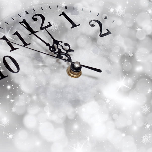 istock New Year's at midnight - old clock in snow 529462653