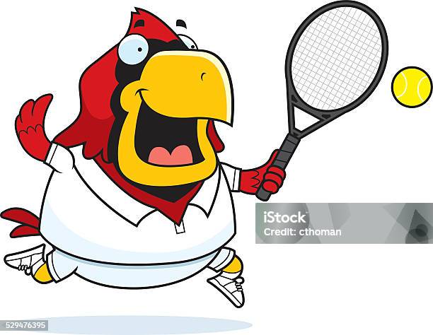 Cartoon Cardinal Tennis Stock Illustration - Download Image Now - Activity, Animal, Bird