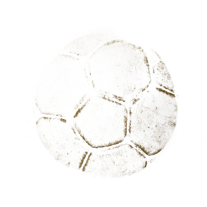 Sign of a ball against a white wall.