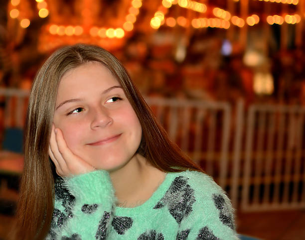 istock Happy girl looking at something. 529478667