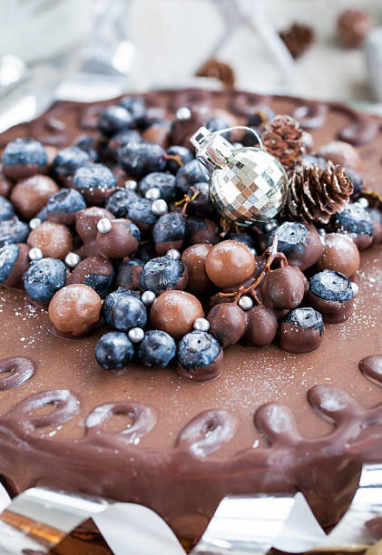 Chocolate cake decorated with fresh berries