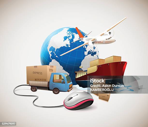 Ilustración de Transporte De Carga y más Vectores Libres de Derechos de Transporte de carga - Transporte de carga, Transporte, Tipo de transporte