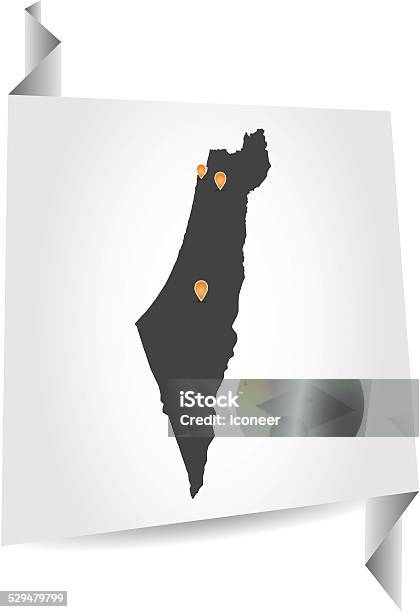 Israel Map On White Paper With Markers Stock Illustration - Download Image Now - Abstract, Border - Frame, Cartography