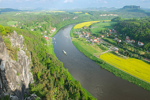 istock Panoramic view to Saxon Switzerland from Bastei, Rathen, Germany. 529479825