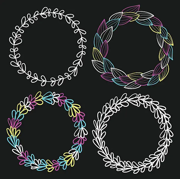 Vector illustration of Circle frames from leaves set (vector)