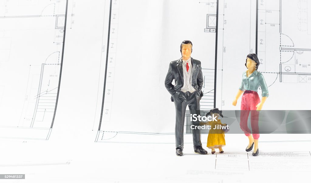 home family Miniature of business and family concept  family build home interior Figurine Stock Photo