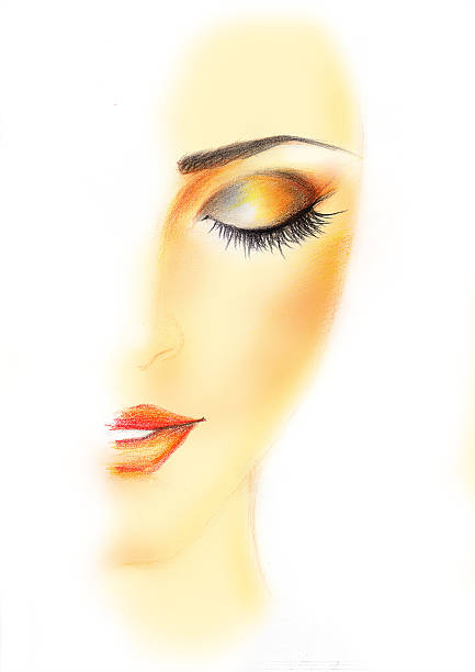 istock Deep Orange Grey Shades of women makeup in half drawn 529482183