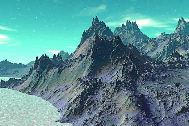 istock 3D rendered fantasy alien planet. Rocks 529483025