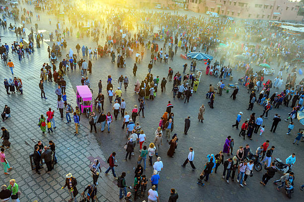 istock Evening Djemaa El Fna Square with Koutoubia Mosque, Marrakech, Morocco 529483953