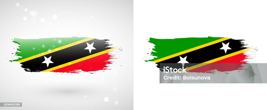 Flag of Saint Kitts and Nevis Flag of Saint Kitts and Nevis. Independence Day. Flag painted with a brush with paint. Grungy flag. Grungy style. Brushstroke. Use for brochures, printed materials, icons, logos, signs,  elements, etc.  Abstract stock vector