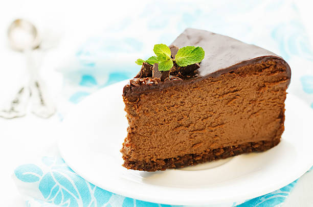 istock chocolate cheesecake with chocolate glaze 529493895