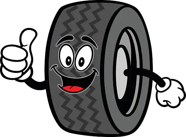 Vector illustration of Tire with Thumbs Up