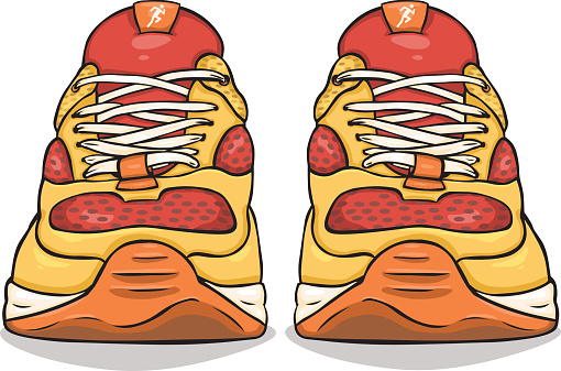 Vector Cartoon Red And Yellow Running Shoes Stock Illustration - Download  Image Now - Arts Culture and Entertainment, Casual Clothing, Clip Art -  iStock