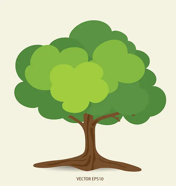 Vector illustration of Green tree, vector illustration.