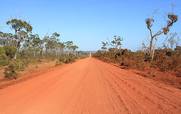 red outback dirt road stock photo