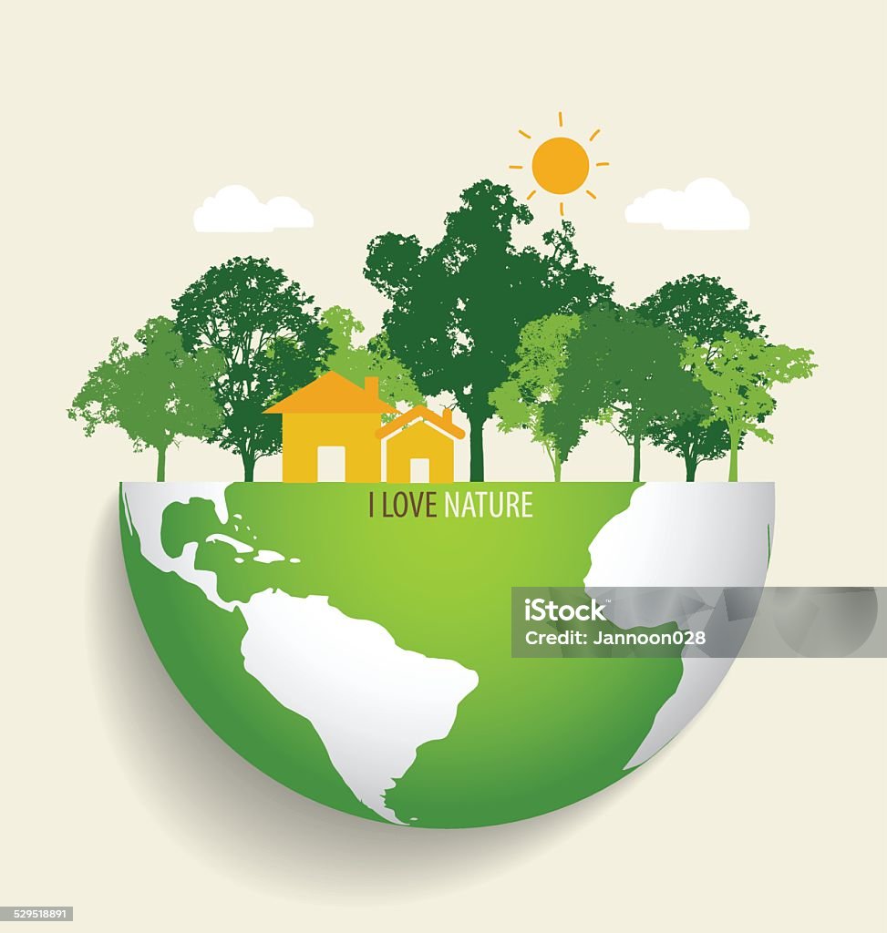 Green Eco Earth, Green earth with trees. Vector Illustration 2014 stock vector