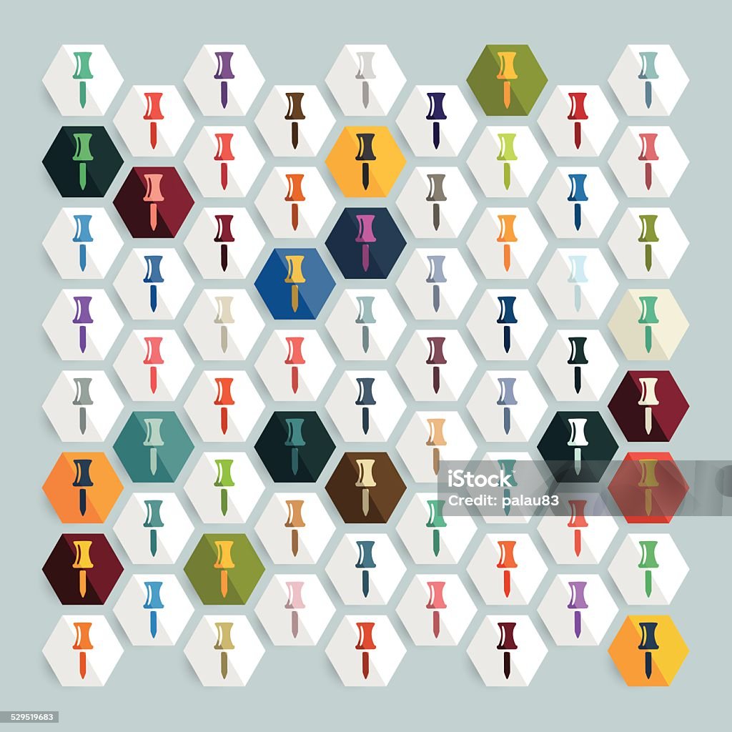 Push Pin Patterns Flat Design Push Pin Stock Illustration - Download Image Now - Abstract ...