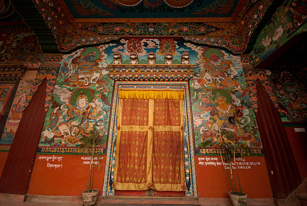 istock Entrance door with Buddhist murals are beautiful. 529520915