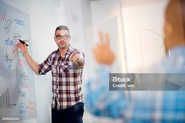 Junger Geschäftsmann Eine Präsentation Für Sein Team Stockfoto und mehr Bilder von Büro