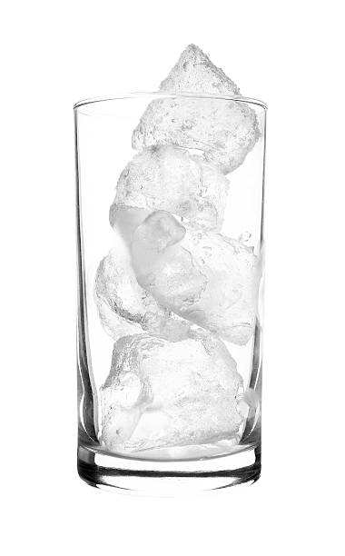Glass of Real Ice isolated on white background stock photo