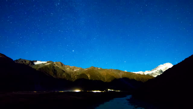 Milky Way Above Snow Peak Mountain, Mount Cook National Park, New Zealand