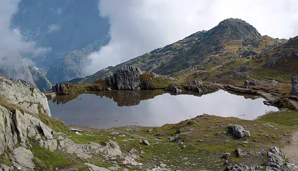 Small mountain lake in the area of Aletschglacier - Canton of Valais - Switzerland