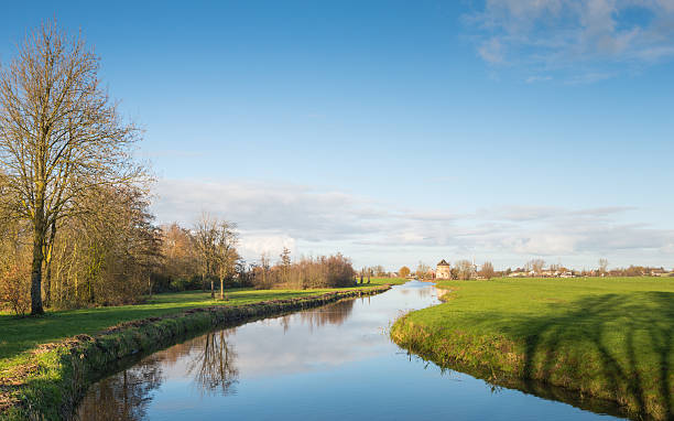 istock Small meandering river in a Dutch polder landscape 529541541
