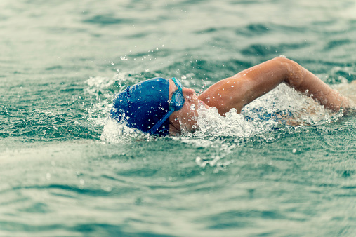 Triathlon training - athlete swimming