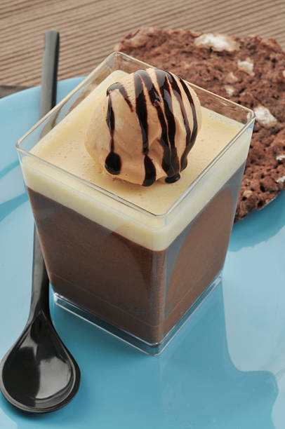 Chocolate mouse with caramel Ice cream stock photo