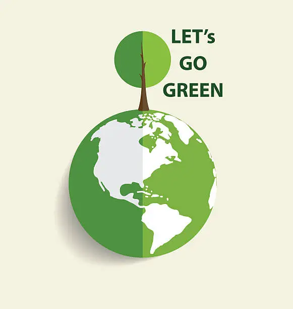 Vector illustration of Green Eco Earth, Green earth with trees. Vector Illustration