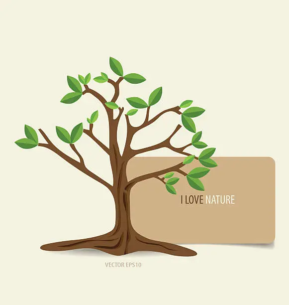 Vector illustration of Green tree, vector illustration.