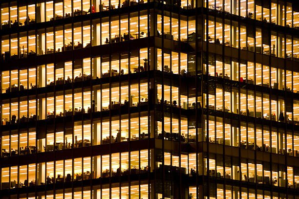 Workers in modern office building stock photo