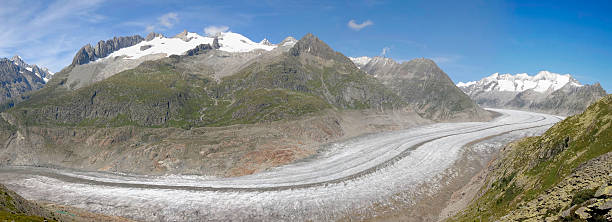 altesch glacier - aletsch glacier european alps mountain range eiger стоковые фото и изображения