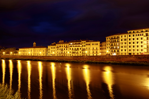River Arno in Pisa at night