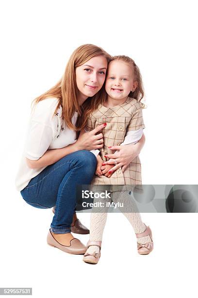 Happy Mother And Laughing Kid Isolated On White Stock Photo - Download Image Now - Adult, Arts Culture and Entertainment, Backgrounds