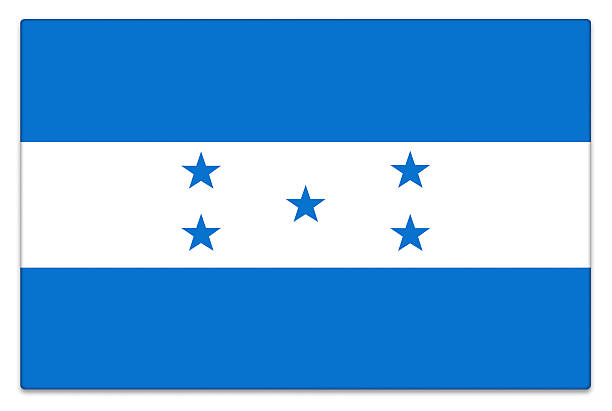 Gloss Honduran flag on white with subtle shadow.