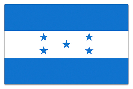 Gloss Honduran flag on white with subtle shadow.