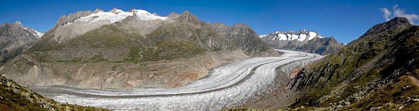 altesch glacier - aletsch glacier european alps mountain range eiger стоковые фото и изображения