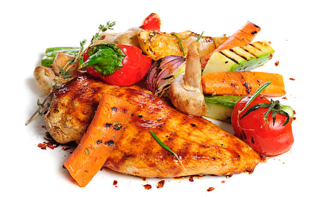 istock grilled chicken fillet and vegetables 529559129
