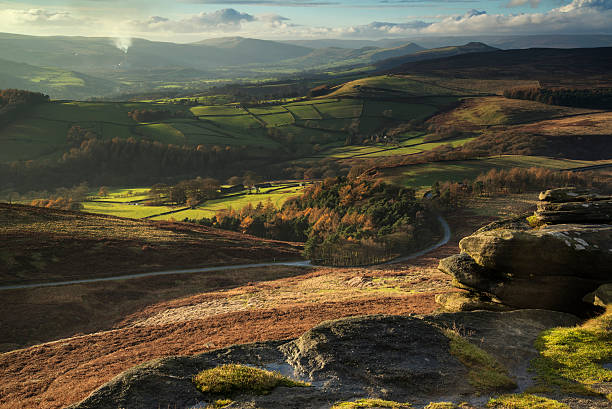 istock Beautiful Autumn Fall landscape of Hope Valley from Stanage Edge 529559569