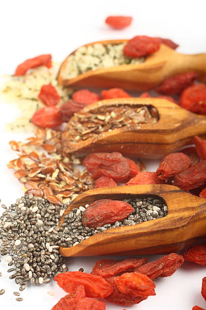 istock Superfoods in wooden scoops 529560731