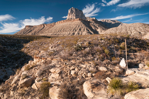 Guadalupe Mountains National Park is located in West Texas. El Capitan stands as a prominent landmark over the Chihuahuan Desert. The Guadalupe Mountains have the highest peaks in Texas. The Guadalupe Mountains is a fossilized reef.