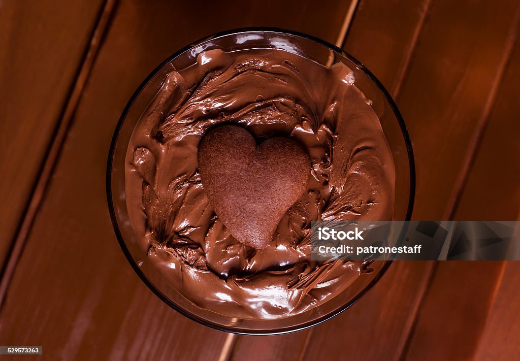 Chocolate cream cocktail with heart biscuit Delicious chocolate cream cocktail with heart biscuit 2015 Stock Photo