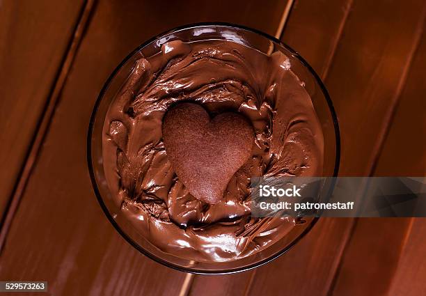 Chocolate Cream Cocktail With Heart Biscuit Stock Photo - Download Image Now - 2015, Addiction, Brown