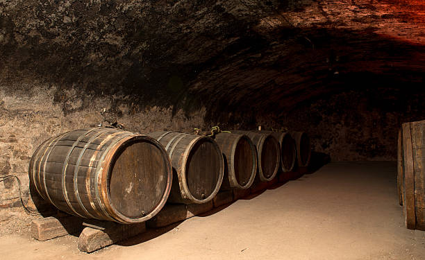 istock Wine barrels in a traditional cellar 529573397