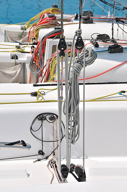 istock Colorful ropes on sailboat 529574609
